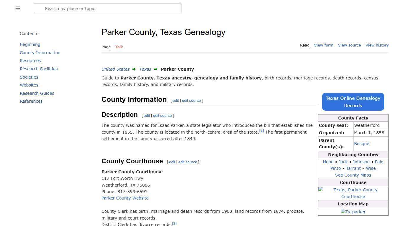 Parker County, Texas Genealogy • FamilySearch