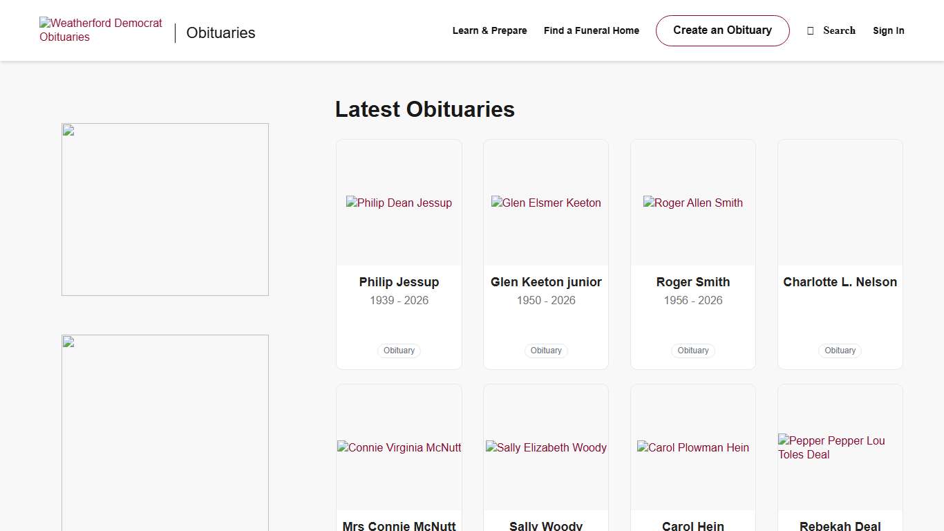 Obituaries | Weatherford Democrat